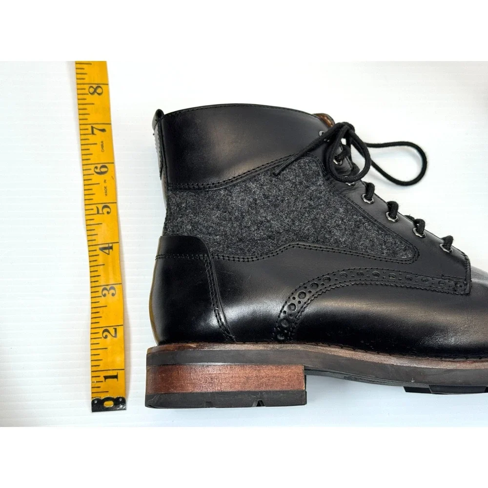 Johnson & Murphy 1850 Fullerton Cap-Toe Boots Mens 8.5 EUC Black Leather 27-1711